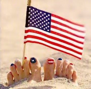 American flag on beach