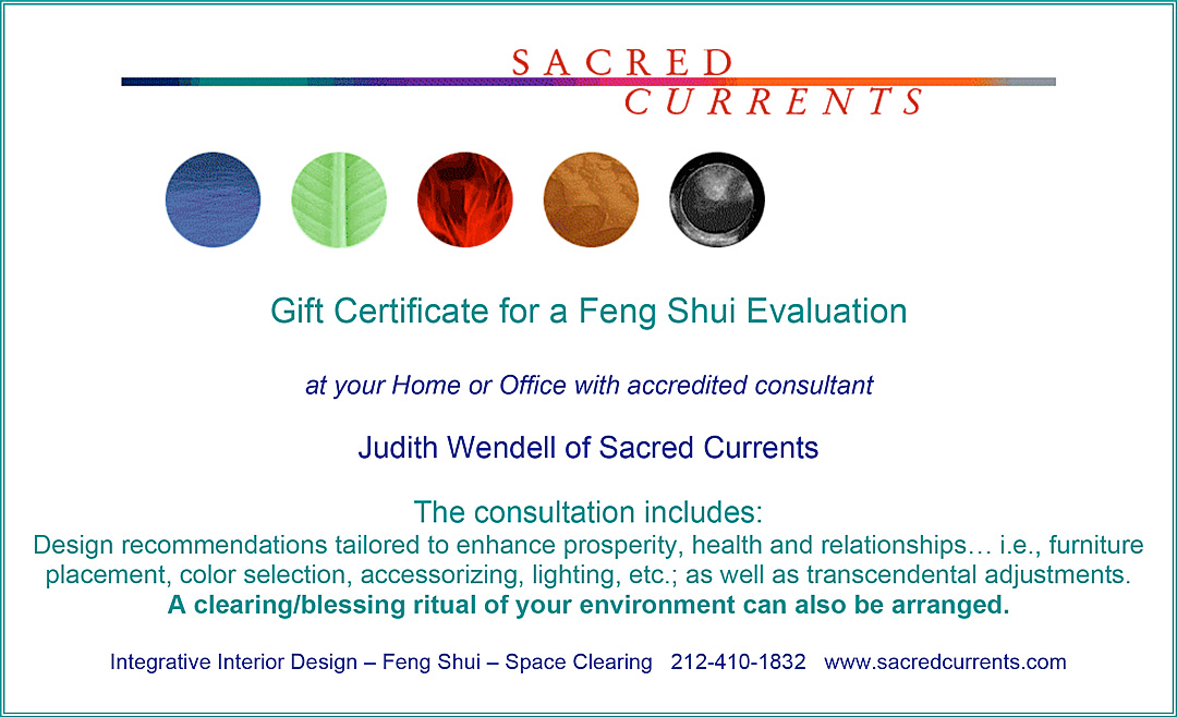 gift certificate for feng shui evaluation