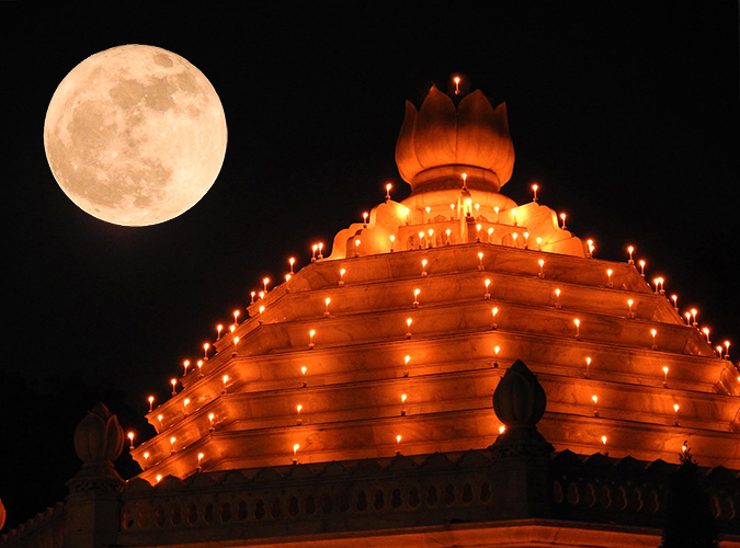 Full moon over temple