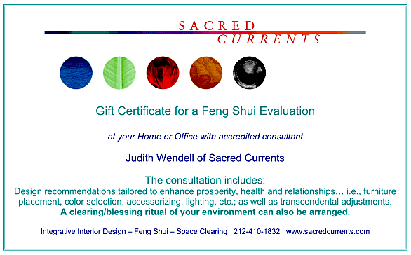 Gift Certificate for Feng Shui evaluation