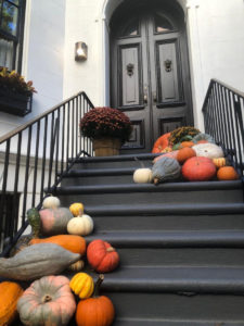 pumpkins squash on stairs