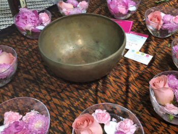 brass bowl and flowers