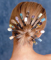 paint brushes in hair